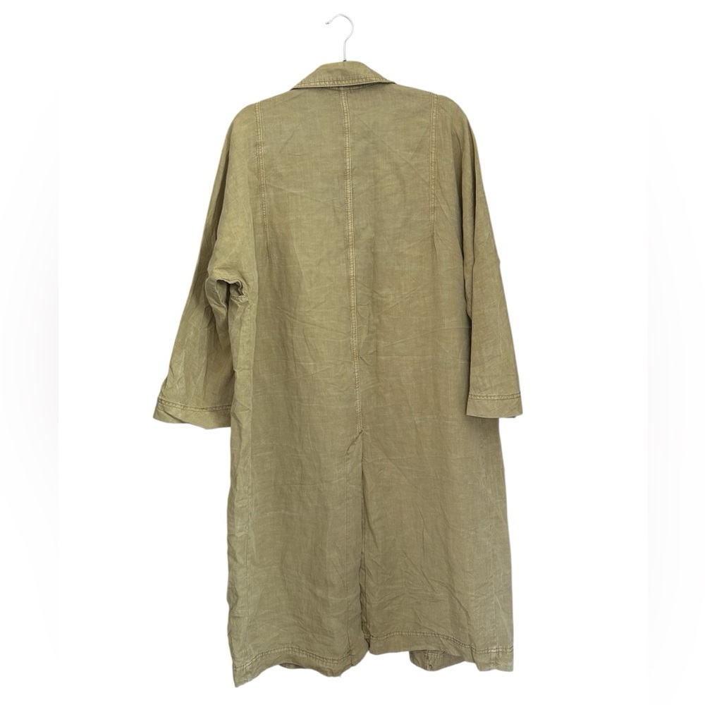 NWT Zara ZW Collection Fluid Washed Trench Coat Linen Oversized Neutral Size M - Picture 3 of 14